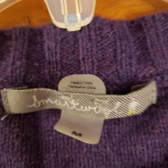 Smartwool Cable Knit Sweater. Color: Plum. Size M. - Picture 3 of 4